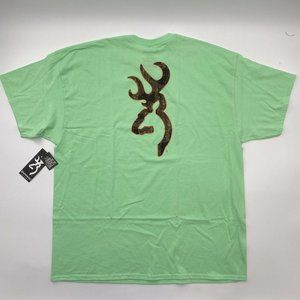 Browning Women's Short Sleeve Graphic T-Shirt Lime RealTree Timber Camo XXL 2XL